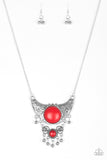Paparazzi VINTAGE VAULT "Summit Style" Red Necklace & Earring Set Paparazzi Jewelry