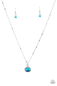Paparazzi "The Seafarer" Blue Glowing Moonstone Pendant Silver Necklace & Earring Set Paparazzi Jewelry