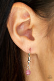 Paparazzi "The Seafarer" Pink Moonstone Pendant Silver Necklace & Earring Set Paparazzi Jewelry