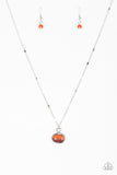 Paparazzi "The Seafarer" Orange Moonstone Pendant Silver Necklace & Earring Set Paparazzi Jewelry