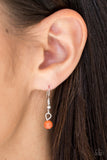 Paparazzi "The Seafarer" Orange Moonstone Pendant Silver Necklace & Earring Set Paparazzi Jewelry
