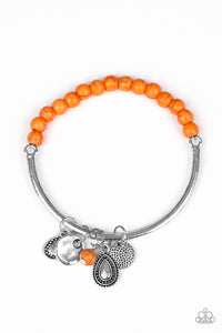 Paparazzi "Ever Everest" Orange Stone Bead Silver Charm Bracelet Paparazzi Jewelry