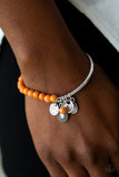 Paparazzi "Ever Everest" Orange Stone Bead Silver Charm Bracelet Paparazzi Jewelry