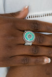 Paparazzi VINTAGE VAULT "Free-Spirited Flower" Green Ring Paparazzi Jewelry
