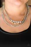 Paparazzi "Metal Melee" Silver and Gold and Bead Mesh Chain Necklace & Earring Set Paparazzi Jewelry