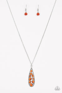 Paparazzi VINTAGE VAULT "Teardrop Treasure" Orange Necklace & Earring Set Paparazzi Jewelry
