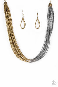 Paparazzi VINTAGE VAULT "Flashy Fashion" Brass Necklace & Earring Set Paparazzi Jewelry