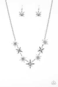Paparazzi "Decked Out In Daisies" Silver Necklace & Earring Set Paparazzi Jewelry