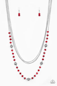 Paparazzi VINTAGE VAULT "High Standards" Red Necklace & Earring Set Paparazzi Jewelry