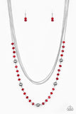 Paparazzi VINTAGE VAULT "High Standards" Red Necklace & Earring Set Paparazzi Jewelry