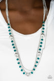 Paparazzi VINTAGE VAULT "High Standards" Blue Necklace & Earring Set Paparazzi Jewelry