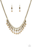 Paparazzi VINTAGE VAULT "Pageant Queen" Brass Necklace & Earring Set Paparazzi Jewelry