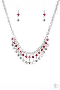 Paparazzi VINTAGE VAULT "Pageant Queen" Red Necklace & Earring Set Paparazzi Jewelry