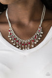 Paparazzi VINTAGE VAULT "Pageant Queen" Red Necklace & Earring Set Paparazzi Jewelry
