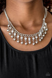 Paparazzi "Pageant Queen" White Necklace & Earring Set Paparazzi Jewelry