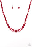 Paparazzi "Party Pearls" Red Necklace & Earring Set Paparazzi Jewelry