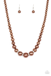 Paparazzi "Party Pearls" Brown Necklace & Earring Set Paparazzi Jewelry