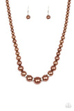 Paparazzi "Party Pearls" Brown Necklace & Earring Set Paparazzi Jewelry