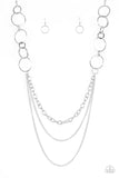 Paparazzi VINTAGE VAULT "RING Down The House" Silver Necklace & Earring Set Paparazzi Jewelry