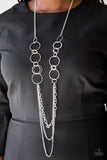 Paparazzi VINTAGE VAULT "RING Down The House" Silver Necklace & Earring Set Paparazzi Jewelry