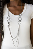 Paparazzi VINTAGE VAULT "RING Down The House" Black Necklace & Earring Set Paparazzi Jewelry