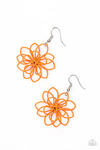 Paparazzi "Springtime Serenity" Orange Wire Flower Design Earrings Paparazzi Jewelry