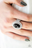 Paparazzi "Opulently Olympian" Black Bead Rhinestone Silver Ring Paparazzi Jewelry