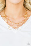 Paparazzi VINTAGE VAULT "Urban Center" Gold Necklace & Earring Set Paparazzi Jewelry