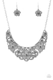 Paparazzi "Petunia Paradise" Silver Necklace & Earring Set Paparazzi Jewelry