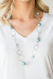 Paparazzi VINTAGE VAULT "Lovely Lady Luck" Blue Necklace & Earring Set Paparazzi Jewelry