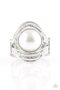 Paparazzi "Quite Queen Mary" White Ring Paparazzi Jewelry