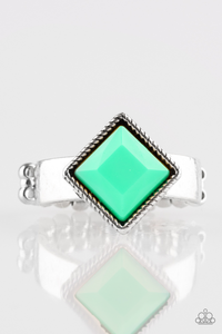 Paparazzi "Stylishly Fair and Square" Green Ring Paparazzi Jewelry