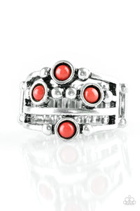Paparazzi VINTAGE VAULT "Beach House Party" Red Ring Paparazzi Jewelry