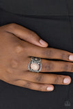 Paparazzi "Vacation Vibes" Brown Bead Silver Embossed Floral Ring Paparazzi Jewelry