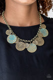 Paparazzi "Treasure Huntress" Brass Necklace & Earring Set Paparazzi Jewelry