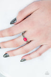 Paparazzi "Gotta Fly" Red Bead Silver Feather Design Ring Paparazzi Jewelry