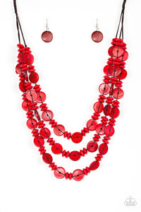 Paparazzi "Barbados Bopper" Red Necklace & Earring Set Paparazzi Jewelry