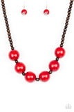 Paparazzi VINTAGE VAULT "Oh My Miami" Red Necklace & Earring Set Paparazzi Jewelry