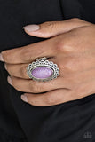 Paparazzi "Madly Nomad" Purple Stone Silver Floral Frame Ring Paparazzi Jewelry