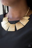 Paparazzi VINTAGE VAULT "Here Comes The Huntress" Gold Necklace & Earring Set Paparazzi Jewelry