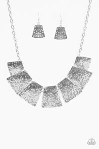 Paparazzi VINTAGE VAULT "Here Comes The Huntress" Silver Necklace & Earring Set Paparazzi Jewelry