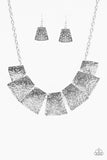 Paparazzi VINTAGE VAULT "Here Comes The Huntress" Silver Necklace & Earring Set Paparazzi Jewelry