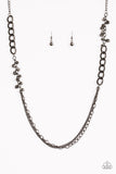 Paparazzi VINTAGE VAULT "Mega Megacity" Black Necklace & Earring Set Paparazzi Jewelry