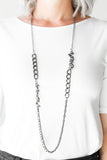 Paparazzi VINTAGE VAULT "Mega Megacity" Black Necklace & Earring Set Paparazzi Jewelry