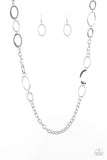 Paparazzi VINTAGE VAULT "Chain Cadence" Silver Necklace & Earring Set Paparazzi Jewelry