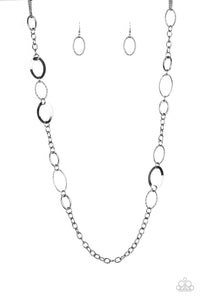 Paparazzi VINTAGE VAULT "Chain Cadence" Black Necklace & Earring Set Paparazzi Jewelry