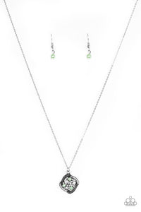 Paparazzi "Speaking Of Timeless" Green Necklace & Earring Set Paparazzi Jewelry