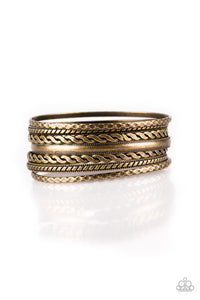 Paparazzi "Rattle and Roll" Brass Tribal Mismatched Stacked Bangle Bracelet Paparazzi Jewelry