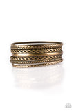 Paparazzi "Rattle and Roll" Brass Tribal Mismatched Stacked Bangle Bracelet Paparazzi Jewelry