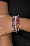 Paparazzi "Malibu Marina" Purple Bead Silver Accent Stretchy Bracelet Paparazzi Jewelry